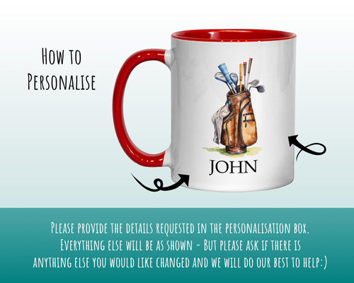 Personalised Golf Gift Mug - Ceramic Coffee Tea Hot Chocolate Mug Golfer Gift for Golfing Lovers - Secret Santa Gift Idea for Him MG0920