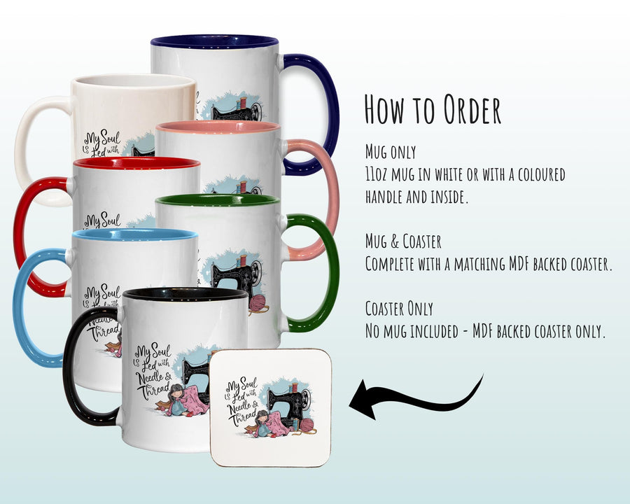 Sewing Gift Mug - Ceramic Coffee Tea Hot Chocolate Mug Gift for Sewing Lovers - Needle & Thread Design Secret Santa Gift Idea for Her MG0922