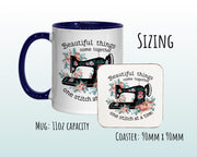 Sewing Gift Mug - Ceramic Coffee Tea Hot Chocolate Mug Gift for Sewing Lovers Beautiful Stitch Design Secret Santa Gift Idea for Her MG0925