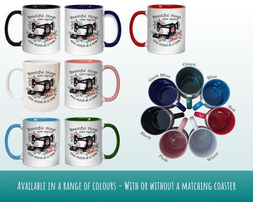 Sewing Gift Mug - Ceramic Coffee Tea Hot Chocolate Mug Gift for Sewing Lovers Beautiful Stitch Design Secret Santa Gift Idea for Her MG0925