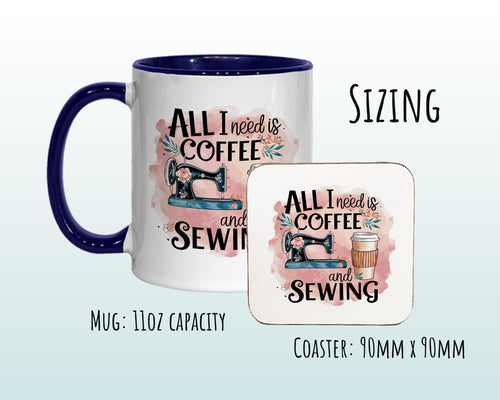 Sewing Gift Mug - Ceramic Coffee Tea Hot Chocolate Mug Gift for Sewing Lovers - Coffee & Sewing Design Secret Santa Gift Idea for Her MG0926
