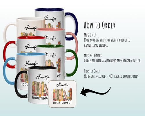 Personalised Gifts for Book Lovers Mug - Ceramic Coffee Tea Cup Mug Gift for Introvert Book Reader - Secret Santa Gift Idea for Her MG0931