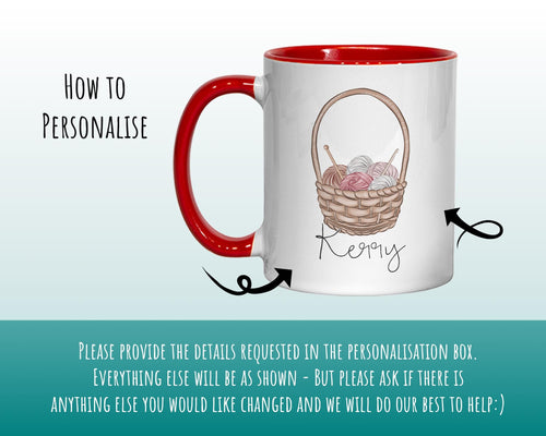 Personalised Gifts for Knitters Mug - Ceramic Coffee Tea Cup Mug Gift for Knitting Yarn Needles Design Secret Santa Gift Idea for Her MG0932