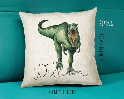 Personalised Dinosaur Cushion Gift Printed Name Design - Cushion Throw Pillow Gift For Boy Girl Kids Bedroom Birthday Christmas Gift CS169