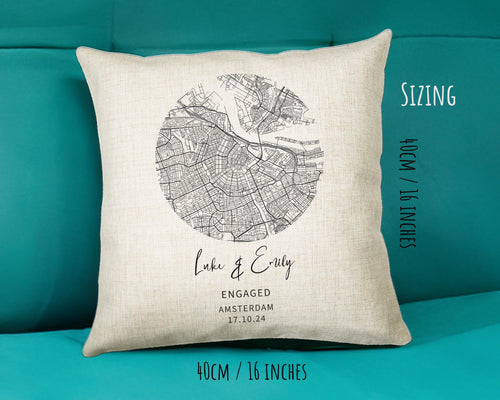 Personalised City Map Cushion Amsterdam Anniversary Engagement Wedding Gift Name Design - Cushion Pillow Gift For New Home Owners CS443