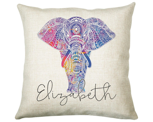 Personalised Elephant Cushion Gift Printed Name Design - Safari Cushion Throw Pillow Gift For Boy Girl Kids Bedroom Birthday Gift CS182