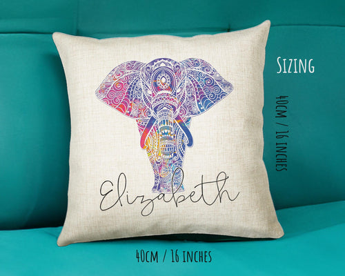 Personalised Elephant Cushion Gift Printed Name Design - Safari Cushion Throw Pillow Gift For Boy Girl Kids Bedroom Birthday Gift CS182