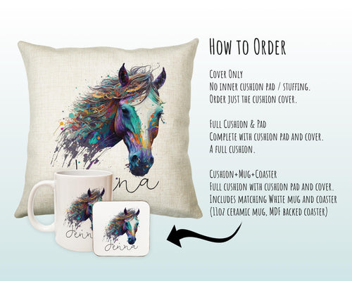 Birthday Gift For Girl Horse Lover Cushion Gift Printed Name Design Cushion Throw Pillow Gift For Girls Nursery Bedroom Christmas Gift CS524