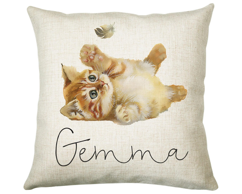Personalised Cat Lover Cushion Gift Printed Name Design - Cushion Throw Pillow Gift For Boys Nursery Bedroom Birthday Christmas Gift CS042