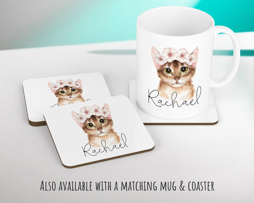Personalised Cat Lover Cushion Gift Printed Name Design - Cushion Throw Pillow Gift For Boys Nursery Bedroom Birthday Christmas Gift CS043