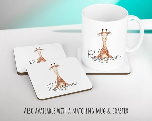 Personalised Giraffe Cushion Gift Printed Name Design - Cushion Throw Pillow Gift For Mum Dad Friend Bedroom Birthday Christmas Gift CS157