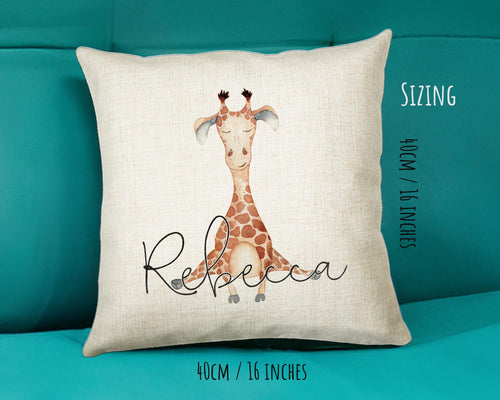 Personalised Giraffe Cushion Gift Printed Name Design - Cushion Throw Pillow Gift For Mum Dad Friend Bedroom Birthday Christmas Gift CS157