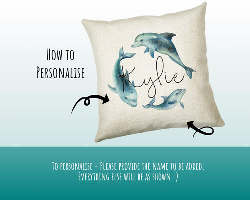 Personalised Dolphin Cushion Gift Printed Name Design Sealife Cushion Throw Pillow Gift For Mum Dad Friend Bedroom Birthday Gift CS151