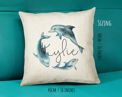 Personalised Dolphin Cushion Gift Printed Name Design Sealife Cushion Throw Pillow Gift For Mum Dad Friend Bedroom Birthday Gift CS151