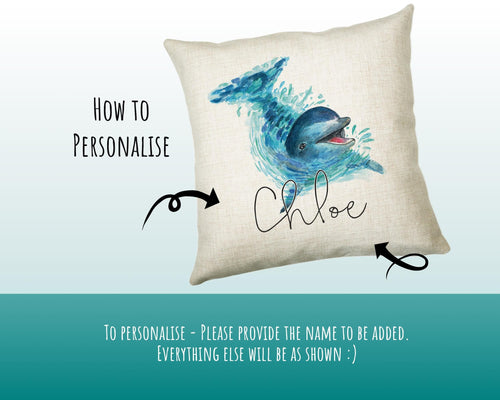 Personalised Dolphin Cushion Gift Printed Name Design Sealife Cushion Throw Pillow Gift For Mum Dad Friend Bedroom Birthday Gift CS150