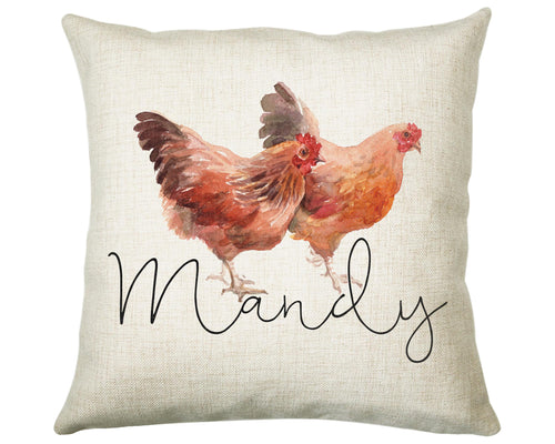 Personalised Chicken Cushion Gift Printed Name Design Farm Bird Cushion Throw Pillow Gift For Mum Dad Friend Bedroom Birthday Gift CS149