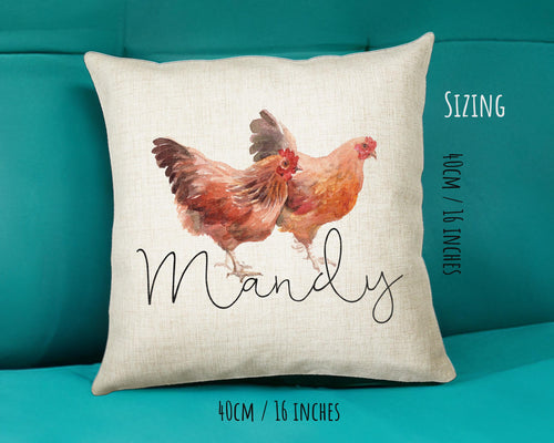 Personalised Chicken Cushion Gift Printed Name Design Farm Bird Cushion Throw Pillow Gift For Mum Dad Friend Bedroom Birthday Gift CS149