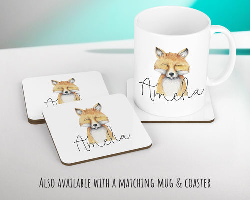 Personalised Fox Cushion Gift Printed Name Design - Cushion Throw Pillow Gift For Boys Nursery Bedroom Birthday Christmas Gift CS030