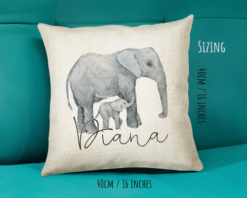 Personalised Elephant Giraffe Cushion Gift - Printed Name Design Safari Cushion Throw Pillow Gift Boy Girl Kids Bedroom Birthday Gift CS177