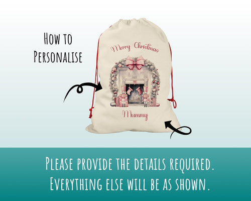 Personalised Christmas Sack - Santa Sack for Kids Presents Xmas Fireplace Stocking Design Stocking Christmas Eve Bag for Girls & Boys XS005