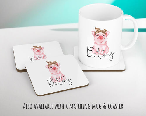 Personalised Hipster Pig Cushion Gift Printed Name Design - Cushion Throw Pillow Gift For Mum Friend Bedroom Birthday Christmas Gift CS143