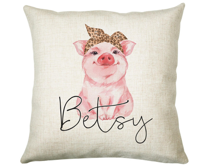 Personalised Hipster Pig Cushion Gift Printed Name Design - Cushion Throw Pillow Gift For Mum Friend Bedroom Birthday Christmas Gift CS143