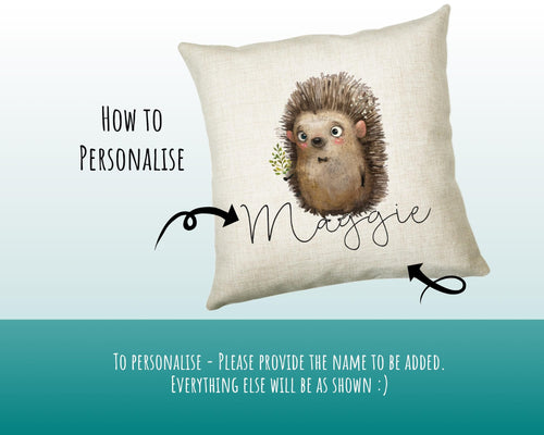 Personalised Hedgehog Cushion Gift Printed Name Design - Cushion Throw Pillow Gift For Mum Dad Friend Bedroom Birthday Christmas Gift CS087