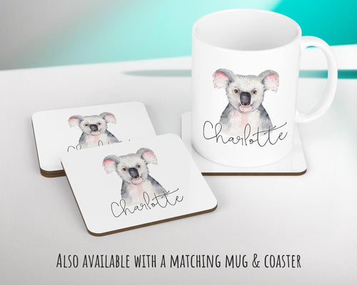 Personalised Koala Bear Cushion Gift Printed Name Design - Cushion Throw Pillow Gift For Boys Nursery Bedroom Birthday Christmas Gift CS029