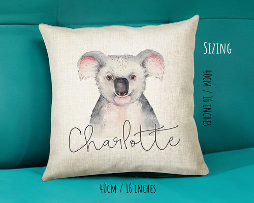 Personalised Koala Bear Cushion Gift Printed Name Design - Cushion Throw Pillow Gift For Boys Nursery Bedroom Birthday Christmas Gift CS029