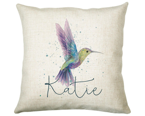 Personalised Humming bird Cushion Gift Printed Name Design - Cushion Throw Pillow Gift For Nursery Bedroom Birthday Christmas Gift CS392