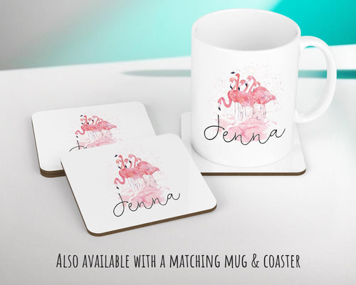 Personalised Pink Flamingo Cushion Gift Printed Name Design - Cushion Throw Pillow Gift For Mum Dad Friend Bedroom Birthday Christmas CS091