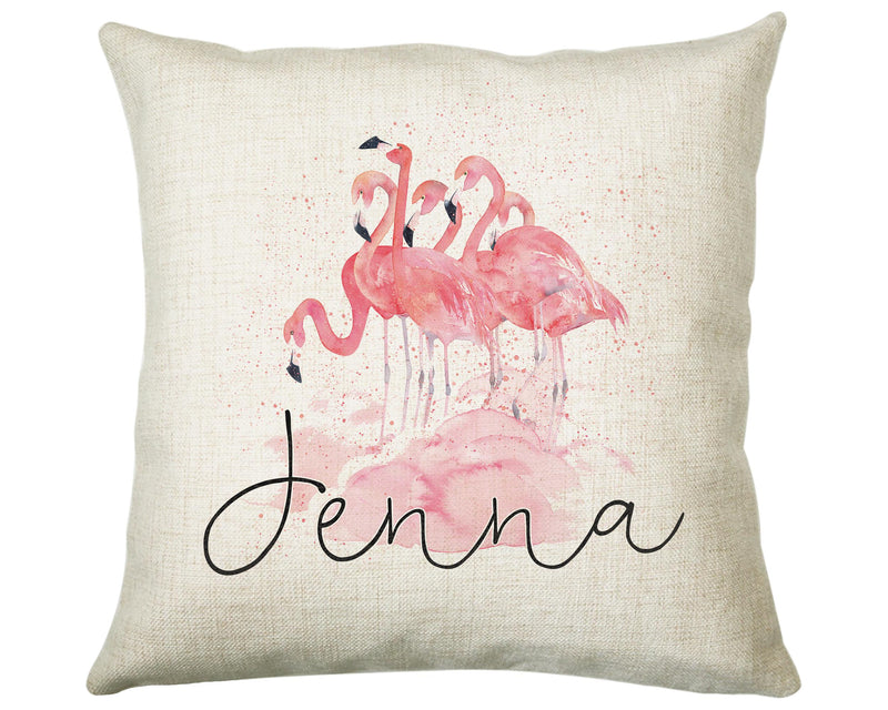 Personalised Pink Flamingo Cushion Gift Printed Name Design - Cushion Throw Pillow Gift For Mum Dad Friend Bedroom Birthday Christmas CS091