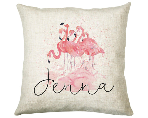 Personalised Pink Flamingo Cushion Gift Printed Name Design - Cushion Throw Pillow Gift For Mum Dad Friend Bedroom Birthday Christmas CS091