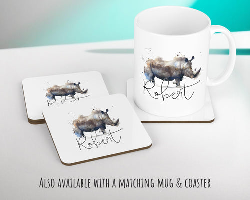 Personalised Rhino Cushion Gift Printed Name Design - Cushion Throw Pillow Gift For Mum Dad Friend Bedroom Birthday Christmas Gift CS085