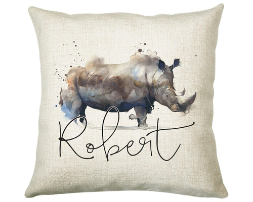 Personalised Rhino Cushion Gift Printed Name Design - Cushion Throw Pillow Gift For Mum Dad Friend Bedroom Birthday Christmas Gift CS085