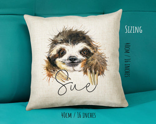 Personalised Sloth Cushion Gift Printed Name Design - Cushion Throw Pillow Gift For Mum Dad Friend Bedroom Birthday Christmas Gift CS079