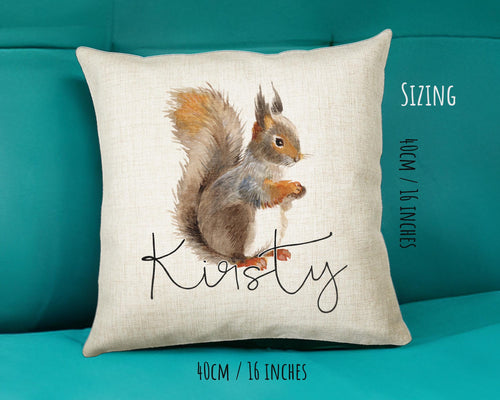 Personalised Squirrel Cushion Gift Printed Name Design - Cushion Throw Pillow Gift For Mum Dad Friend Bedroom Birthday Christmas Gift CS078