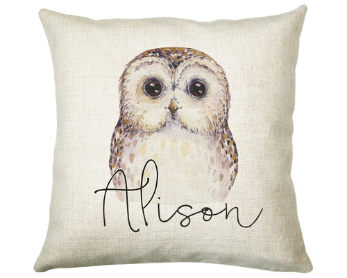 Personalised Owl Cushion Gift Printed Name Design - Cushion Throw Pillow Gift For Boys Nursery Bedroom Birthday Christmas Gift CS033