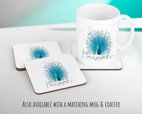 Personalised Peacock Cushion Gift Printed Name Design - Cushion Throw Pillow Gift For Boys Nursery Bedroom Birthday Christmas Gift CS382