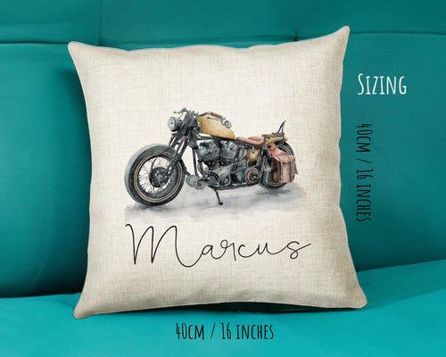 Personalised Motorbike Cushion Gift Printed Name Design - Cushion Throw Pillow Gift For Motorcyclist Gift CS312
