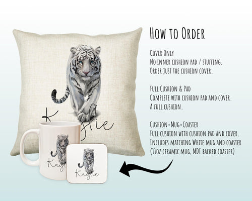 Personalised Tiger Cushion Gift Printed Name Design Big Cat Cushion Throw Pillow Gift For Mum Dad Friend Bedroom Birthday Gift CS136