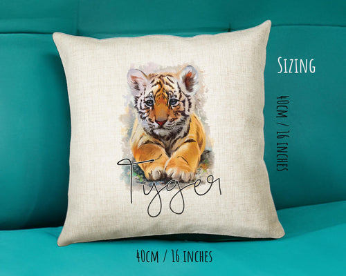 Personalised Tiger Cushion Gift Printed Name Design Big Cat Cushion Throw Pillow Gift For Mum Dad Friend Bedroom Birthday Gift CS137