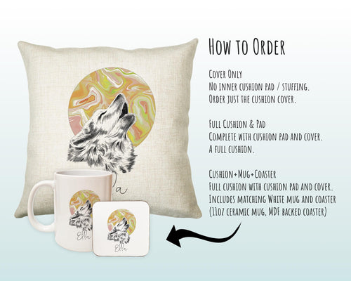 Personalised Wolf Cushion Gift Printed Name Design Howling Wolf Cushion Throw Pillow Gift For Mum Dad Friend Bedroom Birthday Gift CS405