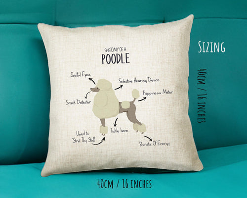 Anatomy of a Poodle Funny Gift For Him Or Her Cushion Pillow Bedroom Decor CS413