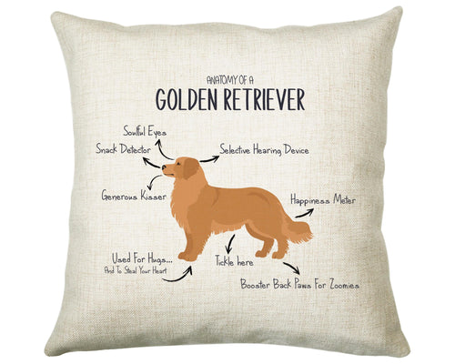 Anatomy of a Golden Retriever Funny Gift For Him Or Her Cushion Pillow Bedroom Decor CS410