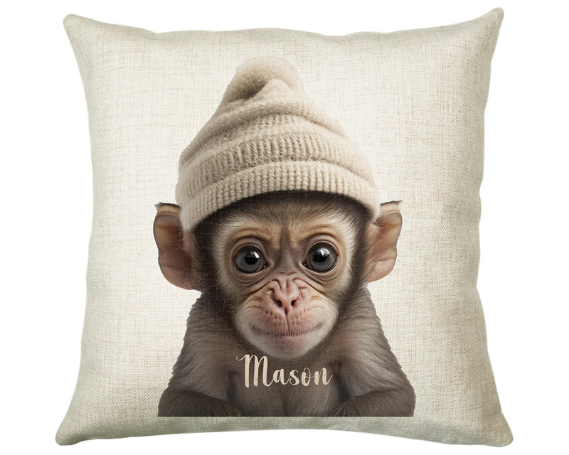 Birthday Gift For Boy Baby Monkey Cushion Gift Printed Name Design Cushion Throw Pillow Gift For Boys Nursery Bedroom Animal Gift CS540
