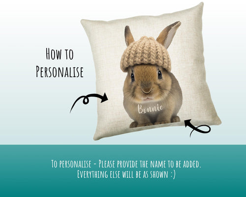 Birthday Gift For Boy Girl Bunny Cushion Gift Printed Name Design Cushion Throw Pillow Gift For Girls Nursery Bedroom Rabbit Gift CS538