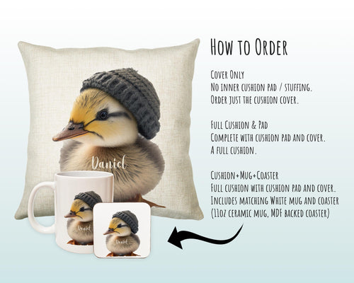 Birthday Gift For Boy Girl Duckling Cushion Gift Printed Name Design Cushion Throw Pillow Gift For Girls Nursery Bedroom Animal Gift CS537