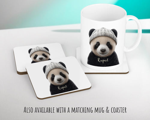 Birthday Gift For Boy Baby Panda Bear Cushion Gift Printed Name Design Cushion Throw Pillow Gift For Boys Nursery Bedroom Animal Gift CS529