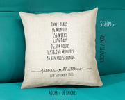 Personalised 3rd Anniversary Cotton Gift Cushion Three Years Custom Design Gift Valentines Present - Wedding Cushion Pillow Gift CS468